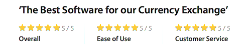 The best software for our currency exchange rated on capterra.com . 5 stars overall rating, 5 stars Ease of use, 5 stars customer service