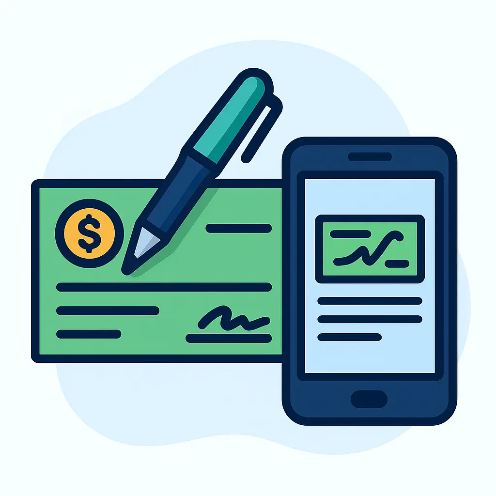 Main icon representing the cheque management module in CXR Cloud, covering cheque scanning, cashing, and banking records for MSB/MTO firms.